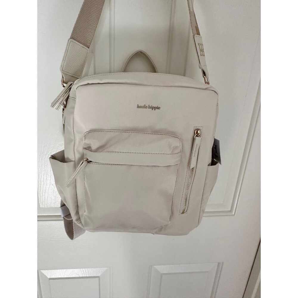 New Haute Hippie Off White On the Go Backpack W Adjustable Straps & Gold Accents - Picture 12 of 16